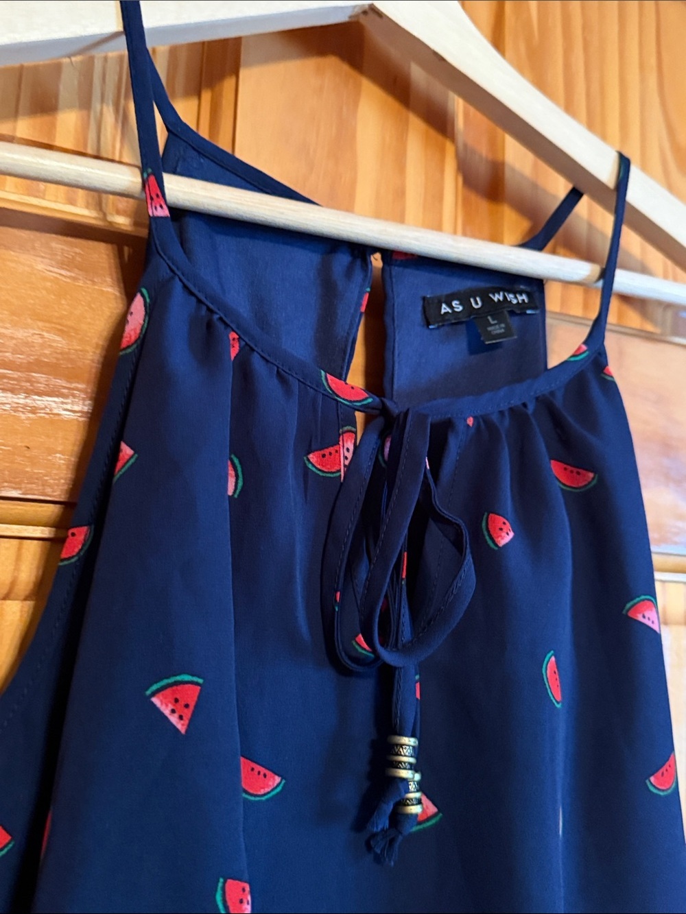 AS U WISH Womens Juicy Watermelon Romper, Large-Navy - Picture 4 of 8